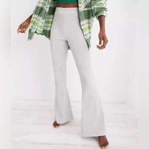 Aerie Grey Groove-On Velour High Waisted Flare Pant